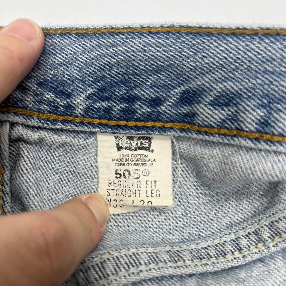 Levis 505 Regular Fit Jeans 36x30 Light Wash‎ Blue Vintage 2001 Denim Mens